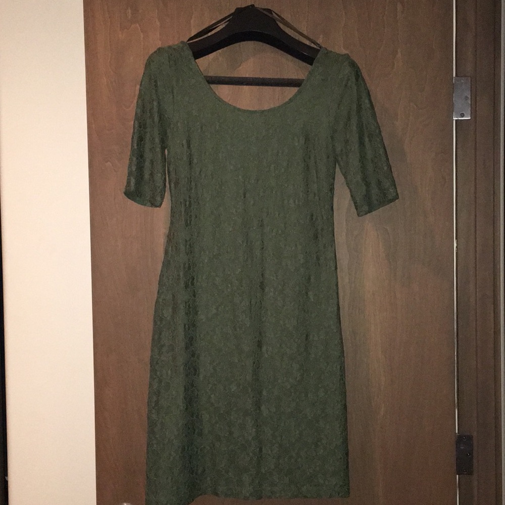 Forest Green Lace mid length Dress